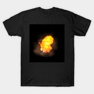 Realistic fiery explosion, orange color with sparks T-Shirt